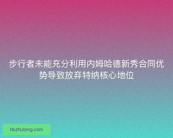 步行者未能充分利用内姆哈德新秀合同优势导致放弃特纳核心地位