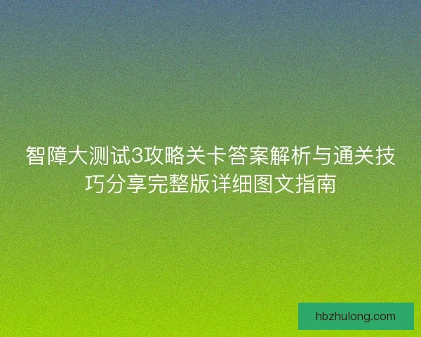 智障大测试3攻略关卡答案解析与通关技巧分享完整版详细图文指南